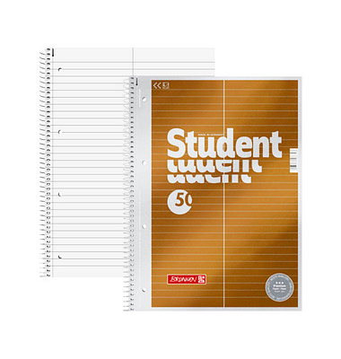 Collegeblock 10-67146 Student Premium, Lineatur 53 / liniert / 2 Spalten, A4, 90g, orange, 50 Blatt