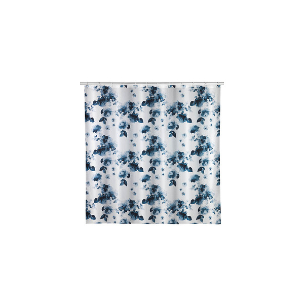 4008838345979 - Anti-Schimmel Duschvorhang Rose Bleu Textil (Polyester) 180 x 200 cm waschbar Blau Polyester weiß blau - blau - Wenko