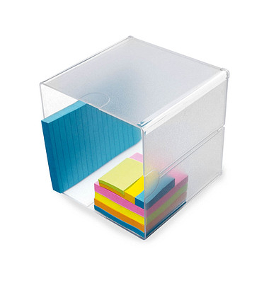 Aufbewahrungsbox Deflecto Cube 350401, außen 15,3x15,3x18,3cm, Polystyrol transparent