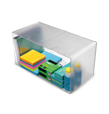 Aufbewahrungsbox Deflecto Cube 350501, außen 30,5x15,3x15,3cm, Polystyrol transparent