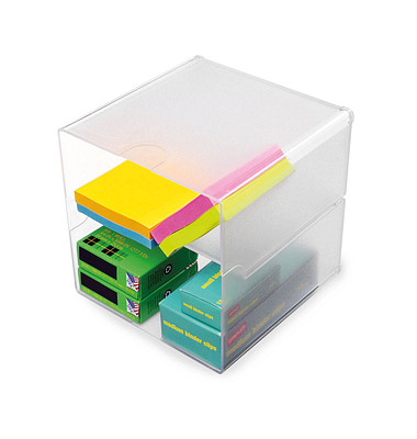 Aufbewahrungsbox Deflecto Cube 350701, außen 15,3x15,3x15,3cm, Polystyrol transparent