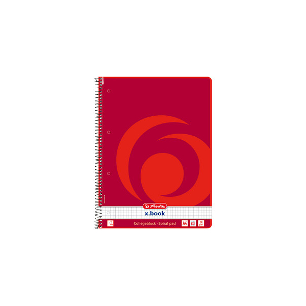 4008110307909 - Collegeblock 10834117 xbook Lineatur 22   kariert mit Rand innen A4 70g rot 80 Blatt 4008110307909 Herlitz