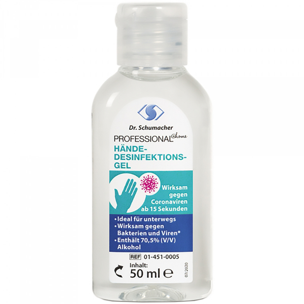 4260592068307 - Dr Schumacher PROFESSIONAL@home Händedesinfektionsgel Desinfektionsgel zur persönlichen Händehygiene für unterwegs oder Zuhause 50 ml - Flasche mit Klappverschluss