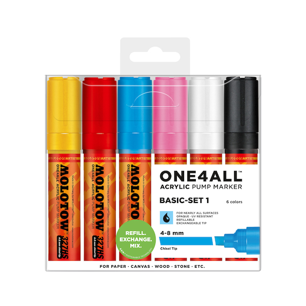 4250397607122 - Acrylmarker ONE4ALL ACRYLIC 327HS 6er Etui Basic Set 1 sortiert 4250397607122 Molotow