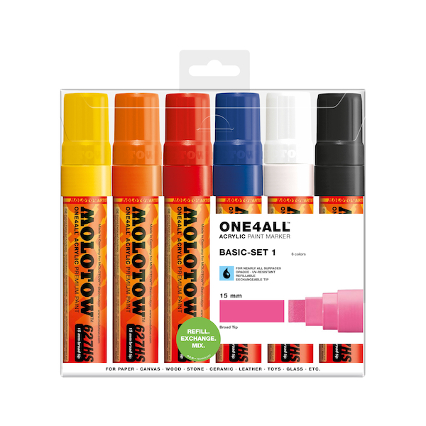 4250397614427 - Acrylmarker ONE4ALL ACRYLIC 627HS 6er Etui 15mm Basic Set 1 4250397614427 Molotow