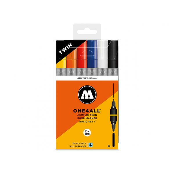 4250397641928 - Acrylmarker ONE4ALL ACRYLIC TWIN 6er Etui Basic Set 1 sortiert 4250397641928 Molotow