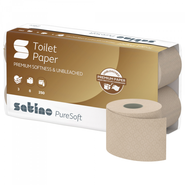 4000735353897 - Toilettenpapier Satino PureSoft 076970 3-lagig soft beige 250 Blatt   Rolle 4000735353897 8 Stück