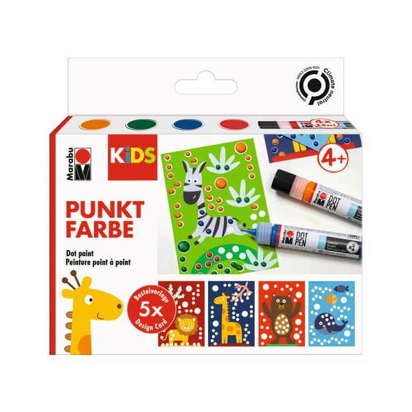 4007751942234 - KiDS Punktfarbe Dot Pen Set Tiere 4 x 25 ml auf Wasserbasis im Liner trocknet matt und erhaben auf - 1 Stück (0311000000102)