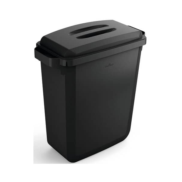 4005546735153 - Abfallbehälter DURABIN ECO 60 L mit Deckel 2 Tragegriffe B 590 x T 282 x H 600 mm recycelter Kunststoff in Qualität Blauer Engel schwarz