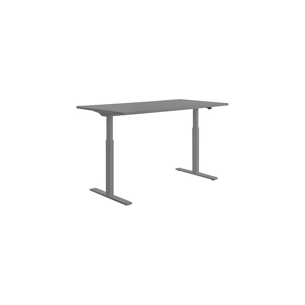 4014296927404 - Sitz-Steh-Schreibtisch E-Table TTS16080AGAG elektrisch höhenverstellbar 70-120cm (H) 160cmx80cm (BxT) rechteckig grau   grau