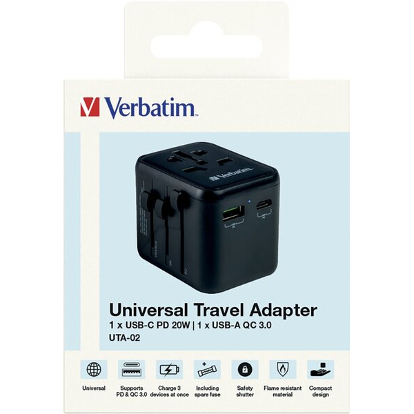 0023942495444 - Universal Travel Ladeadapter schwarz 20 W 0023942495444 Verbatim