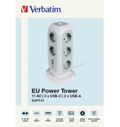 Steckdosenturm EUPT-01, weiß, 11x 230V EU, 2x USB Typ-A, 2x USB