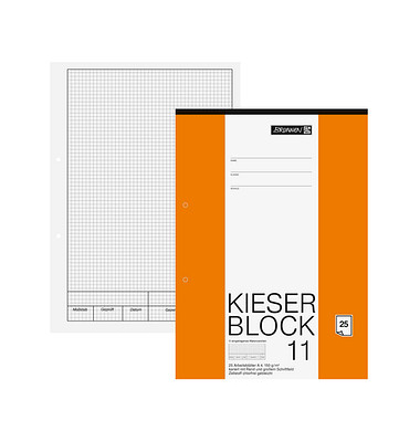 Arbeitsblock Kieserblock A4 kariert mit Rand Lineatur 11 Kieserblock