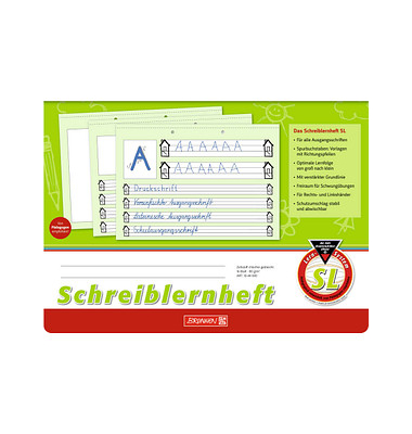 Schreiblernheft 10-44040, Lineatur SL / Schreiblern-Lineatur, A4 quer, 80g, grün, 16 Blatt / 32 Seiten