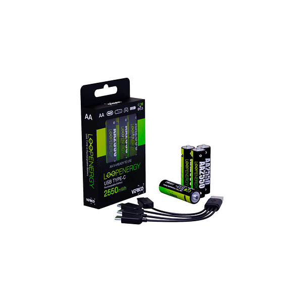 4713095608902 - 4 Akkus mit Ladegerät LoopEnergy AA2550 Mignon AA 1700 mAh 4713095608902 4 Stück