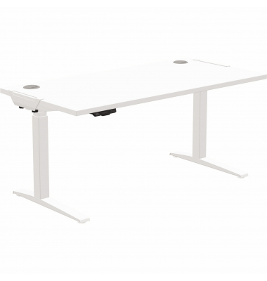 Schreibtisch LevadoT 9767901, elektrisch höhenverstellbar, 64-126cm (H), 140x80cm (BxT), rechteckig, weiß / weiß