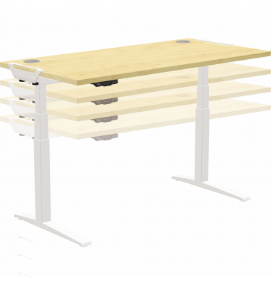 Schreibtisch LevadoT 9768201, elektrisch höhenverstellbar, 64-126cm (H), 140x80cm (BxT), rechteckig, ahorn / weiß