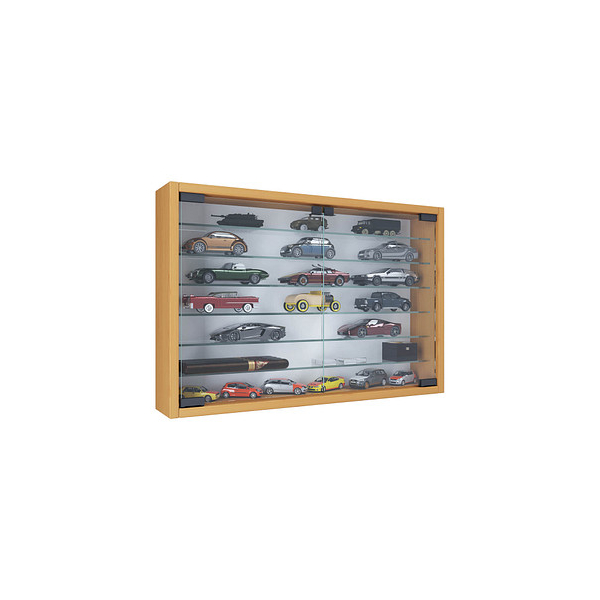 4051814422607 - Holz Glas Hängevitrine Wandvitrine Sammel Deko Sammler Vitrine Mandosa XL (Farbe Buche)