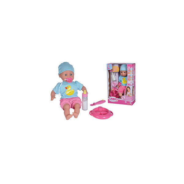 4006592509644 - Weichkörper-Babypuppe Laura Hungry mit Schnuller und Fütterzubehör 38 cm