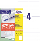 Etiketten ultragrip SPARPACK 50 + 15 Blatt 6601, weiß 105x148mm, rechteckig, 