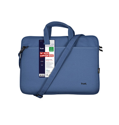 Trust Laptoptasche Bologna Slim Kunstfaser blau 24448 bis 40,6 cm (16 Zoll)