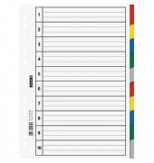 Kunststoffregister 1066593, 10-teilig blanko, A4, farbige Taben, 10-teilig