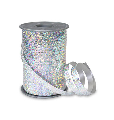 PRÄSENT Geschenkband HOLLY Holographic silber 10 mm x 200 m