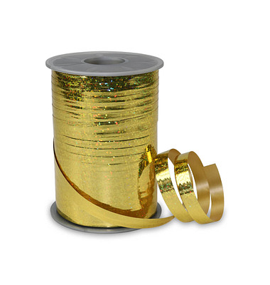 PRÄSENT Geschenkband HOLLY Holographic gold 10 mm x 200 m