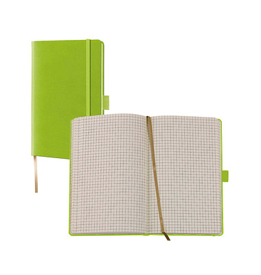 Lediberg Notizbuch Tucson ca. DIN A6 kariert, lemongreen Hardcover 192 Seiten