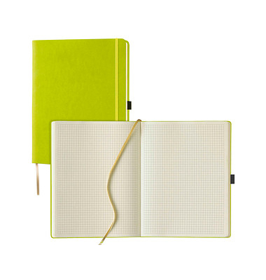 Lediberg Notizbuch Tucson ca. DIN A4 kariert, lemongreen Hardcover 192 Seiten