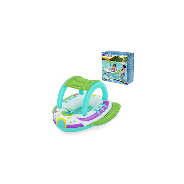 6941607308462 - - Space Splash™ Kinder-Schlauchboot Raumschiff mit Sonnenschutzdach 107 x 112 cm - Mehrfarbig