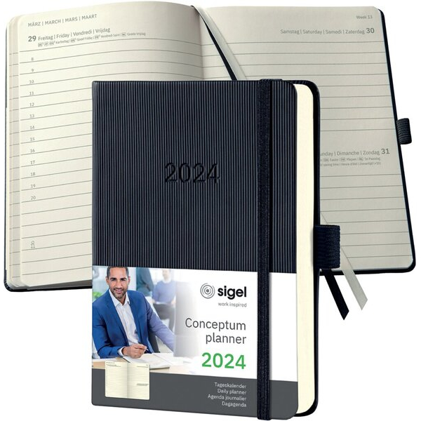 Sigel Tageskalender Conceptum 2024 A6 1 Tag 1 Seite, schwarz, Hardcover -  Bürobedarf Thüringen