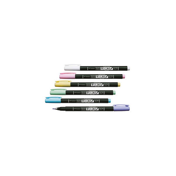 4003198111745 - Tombow Brush Pen Fudenosuke pastell für schwarzen Untergrund 6 Stück