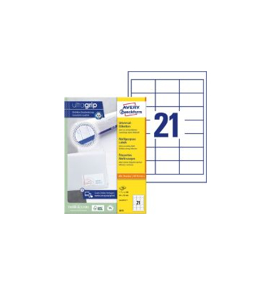 Universal-Etiketten Avery Zweckform 3670, 64x36mm (LxB), weiß, 100Bl