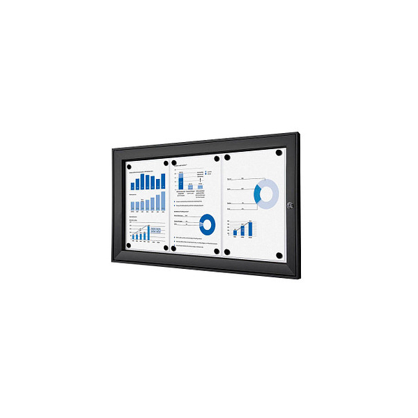 8596052051678 - SHOWDOWN Abschließbarer Schaukasten Magnetisch 741 (B) x 388 (H) cm Schwarz 3 x DIN A4