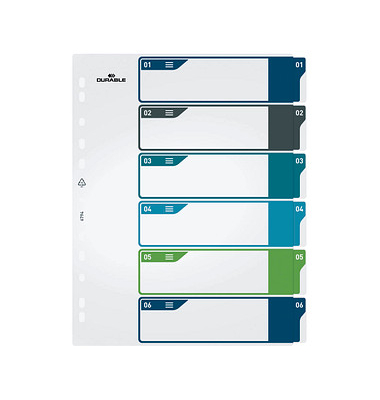 DURABLE Ordnerregister Überbreite 1-6 farbig 6-teilig, 1 Satz