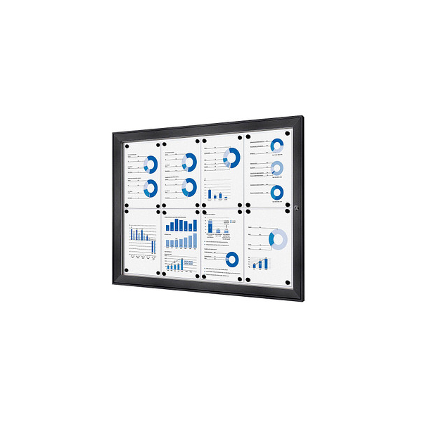 8596052163647 - SHOWDOWN Abschließbarer Schaukasten Magnetisch 961 (B) x 696 (H) cm Anthrazit 8 x DIN A4