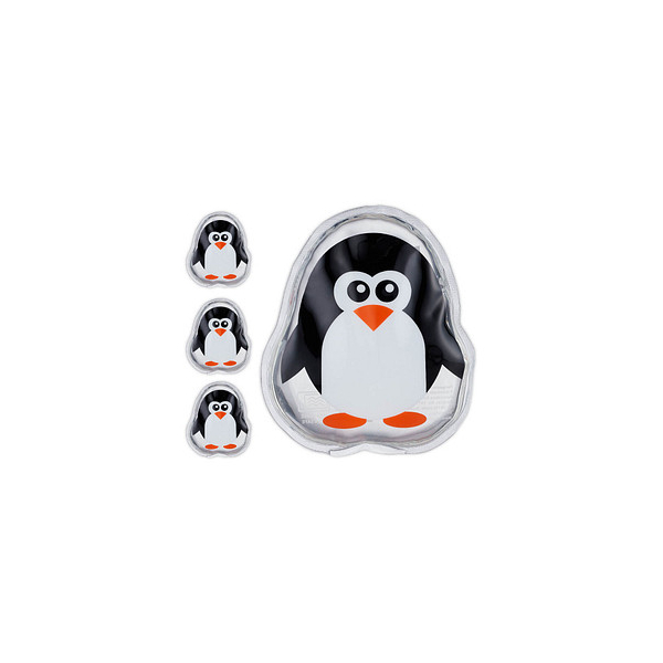 4052025973872 - Relaxdays - Kühlpads Kinder 4er Set Kalt Warm Kompresse Pinguin HxB 11 x 9 cm Kühlkissen Gel Kühlpack schwarz weiß