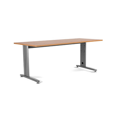 Schreibtisch Metal 2004AC08, 72cm (H), 200x80cm (BxT), rechteckig, eiche / grau