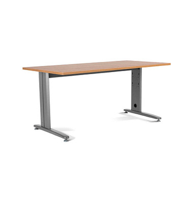 Schreibtisch Metal 2003AC08, 72cm (H), 180x80cm (BxT), rechteckig, eiche / grau