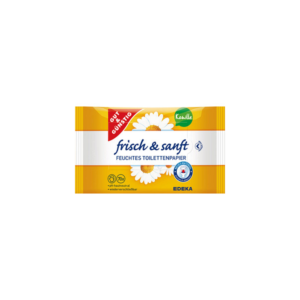 4311501679913 - Toilettenpapier feucht frisch & sanft Kamille 4192648006 1-lagig weiß 70 Blatt   Packung 4311501679913 140 Tuch