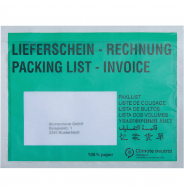 Lieferscheintaschen 327058400 C6 "LIEFERSCHEIN - RECHNUNG" mit selbstklebend 