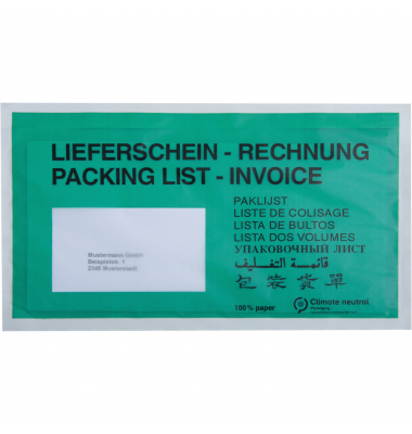 Lieferscheintaschen 327058600 Din Lang "LIEFERSCHEIN - RECHNUNG" mit selbstklebend 