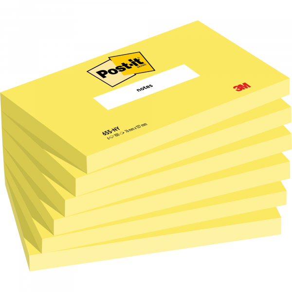 4064035083632 - Post-it Haftnotiz 655-NY 127x76mm 100Bl neongelb 6St 4064035083632 