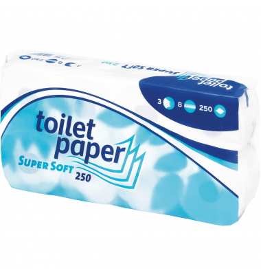 Toilettenpapier Super Soft 035200, 3-lagig, hochweiß, 250 Blatt / Rolle,