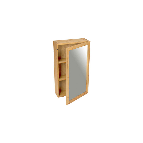 4008838370568 - Spiegelschrank Bambusa mit Magnetverschluss Griffmulde und zwei Mittelböden Braun Bambus natur Glas - braun - Wenko