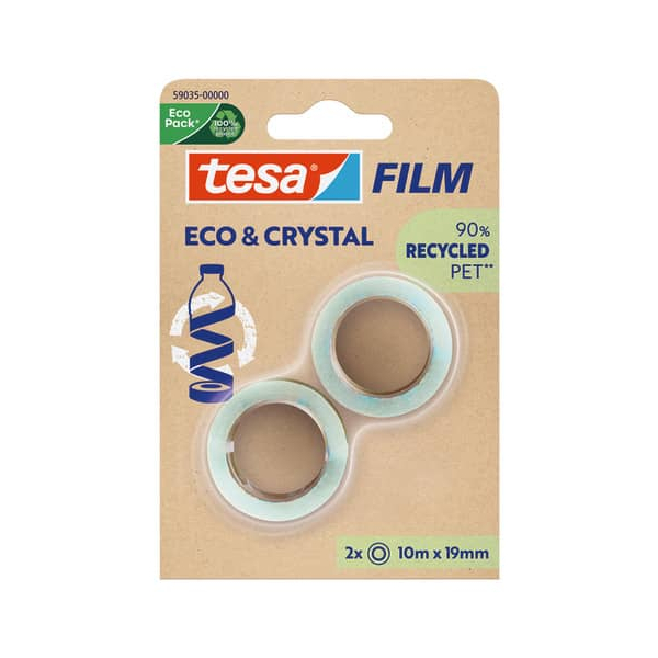 4063565252402 - tesa Klebeband tesafilm Eco & Crystal Transparent 19 mm (B) x 10 m (L) PET (Polyethylenterephthalat) 2 Rollen