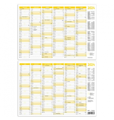 Plakatkalender 2912/24, 12 Monate / 2 Seite, 21x29,7cm (A4 quer), 2024