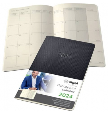 Monats-Kalenderheft Conceptum 2024 A5 schwarz, 1 Monat  2 Seiten, 64 Seiten