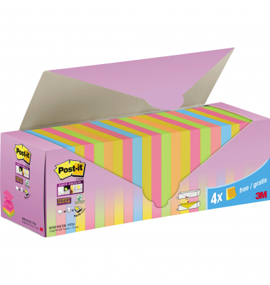 Haftnotizen R330 SSCOL VP24, Super Sticky Z-Notes Promotion, 76x76mm, blau/gelb/grün/orange/rosa, Z-Notes